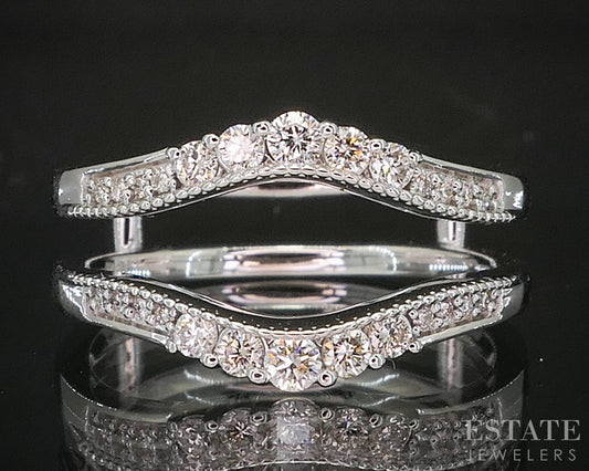 14k White Gold Natural .31ctw Diamond Ladies Wedding Jacket 4.2g p16012