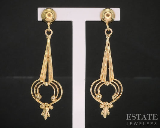 Antique 10k Yellow Gold Teardrop Lavalier Dangle Earrings 2.0g p16148b