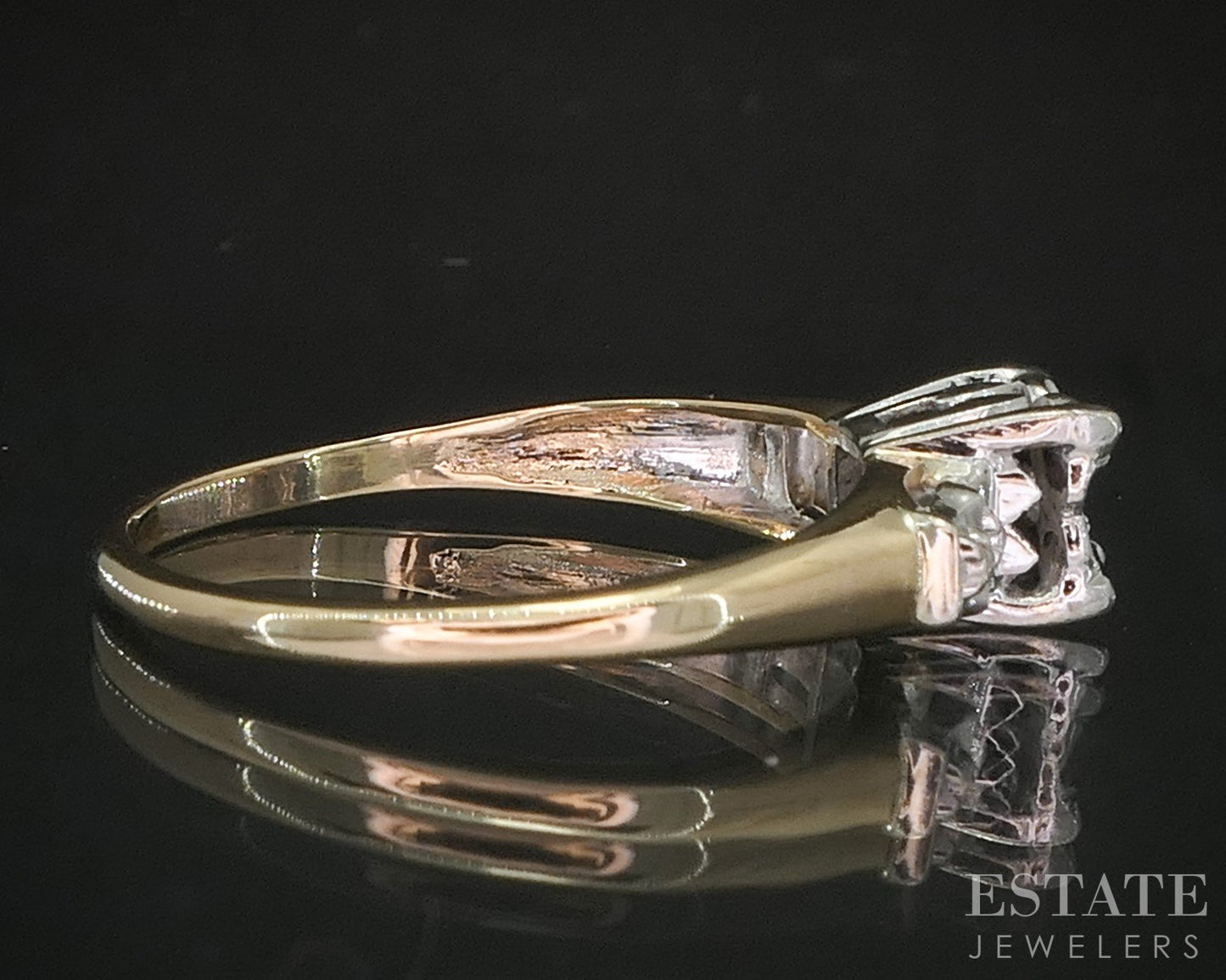 Antique 14k Yellow Gold Natural .05ct Diamond Engagement Ring 2.5g p16150b