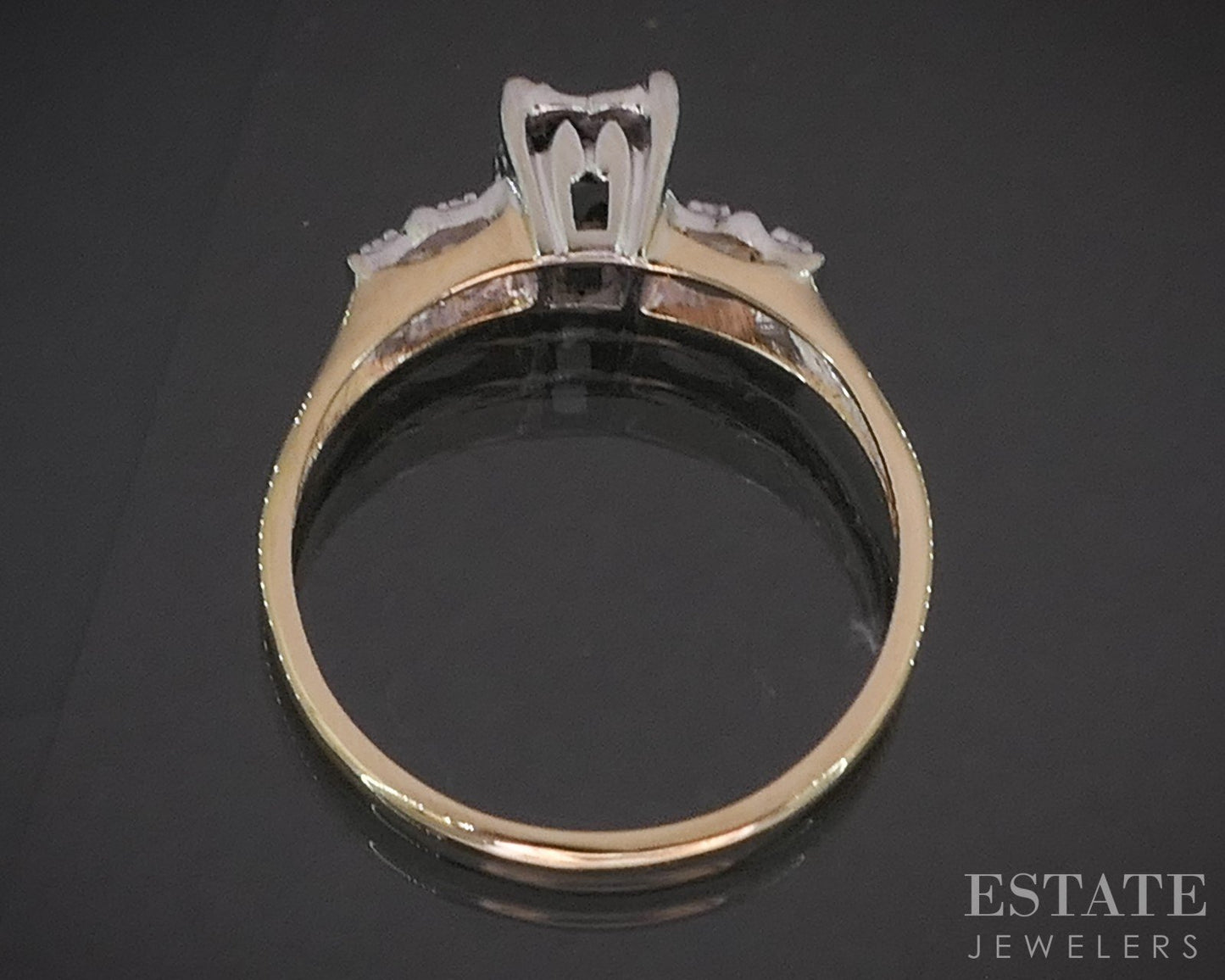 Antique 14k Yellow Gold Natural .05ct Diamond Engagement Ring 2.5g p16150b