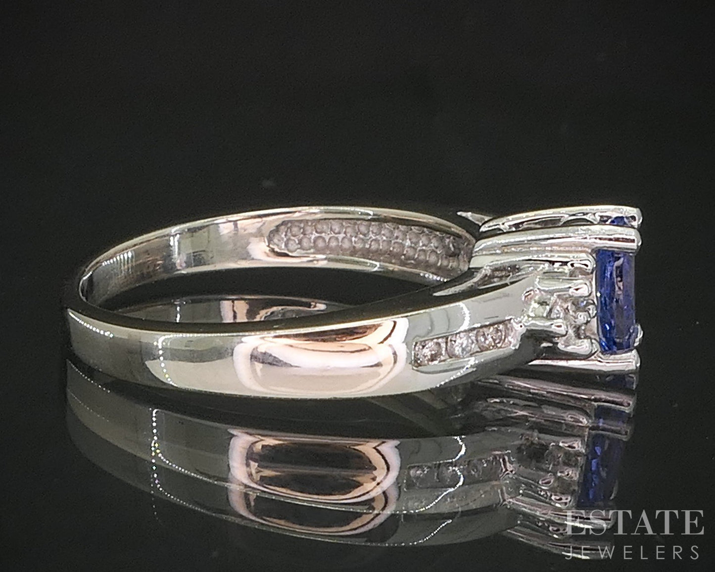 14k White Gold Oval Natural Tanzanite & Diamond Ladies Ring 3.2g p16154b
