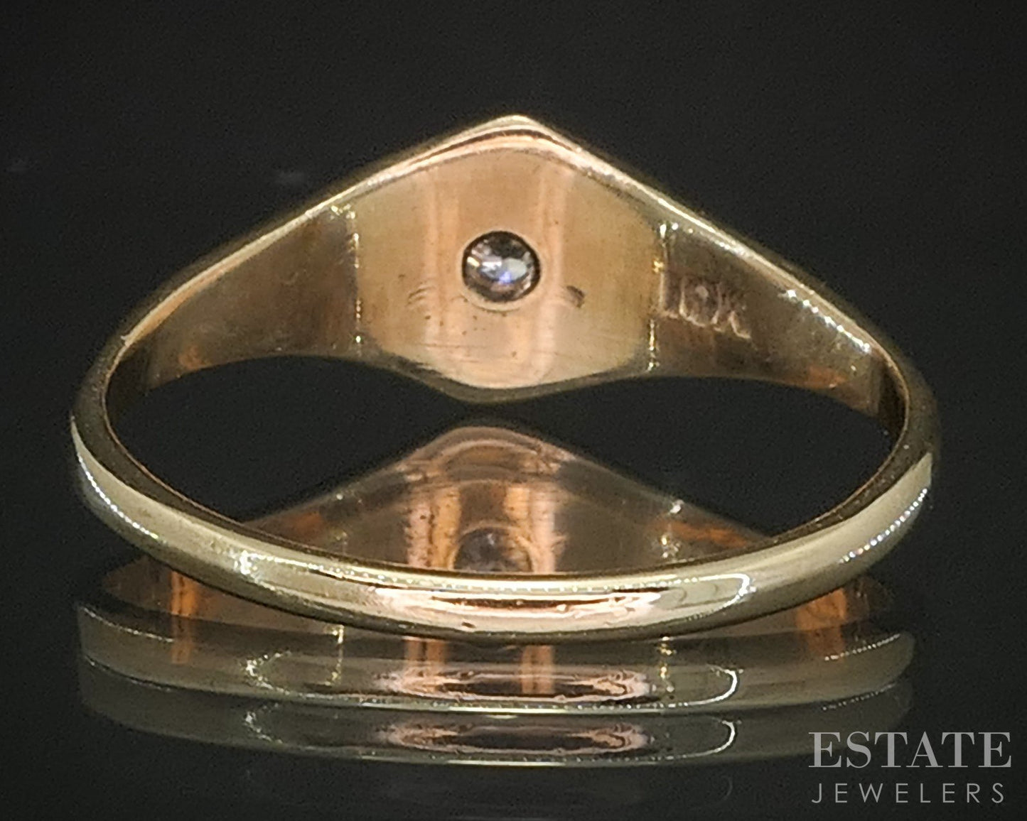 Antique 10k Yellow Gold Natural .06ct Diamond Solitaire Band Ring 2.4g p16157b