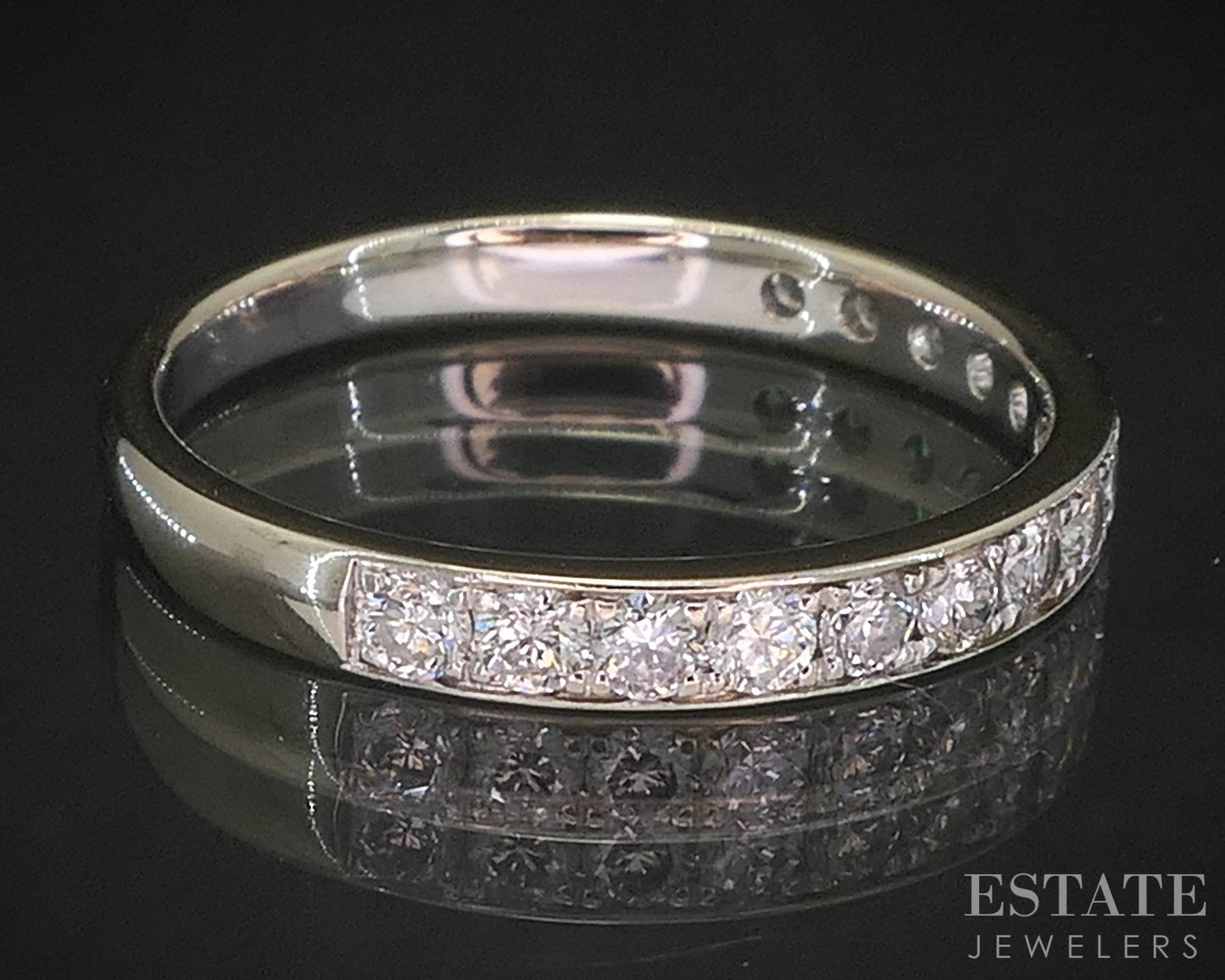 14k White Gold Round Natural .40ctw Diamond Ladies Wedding Band 2.1g p16166b