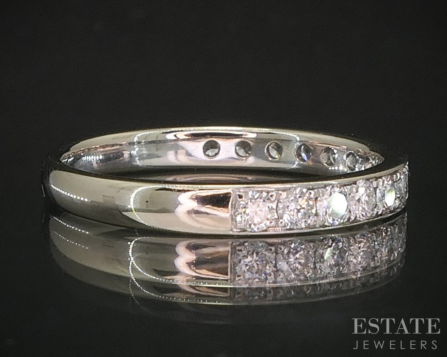 14k White Gold Round Natural .40ctw Diamond Ladies Wedding Band 2.1g p16166b