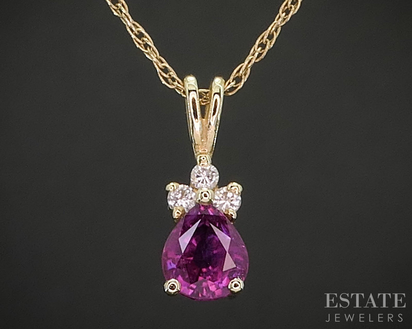 14k Yellow Gold Natural Ruby & Diamond Ladies Necklace 1.5g 18.5"L p16169b