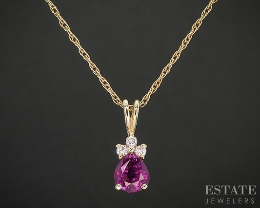 14k Yellow Gold Natural Ruby & Diamond Ladies Necklace 1.5g 18.5"L p16169b