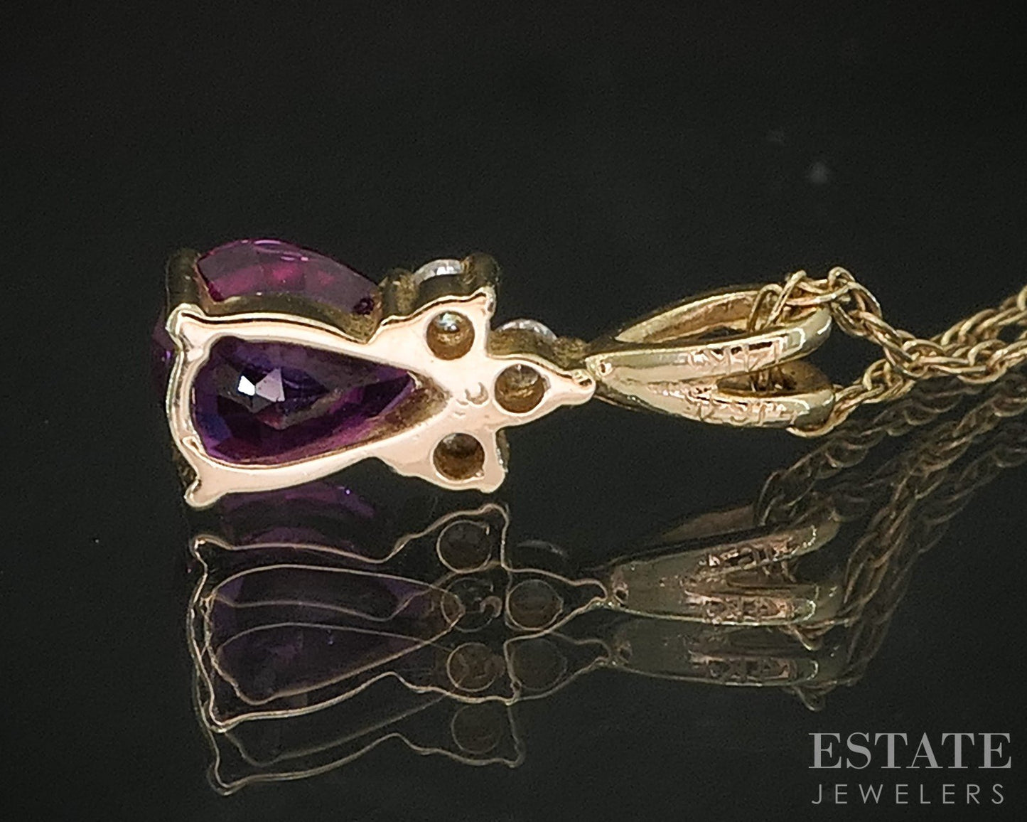 14k Yellow Gold Natural Ruby & Diamond Ladies Necklace 1.5g 18.5"L p16169b