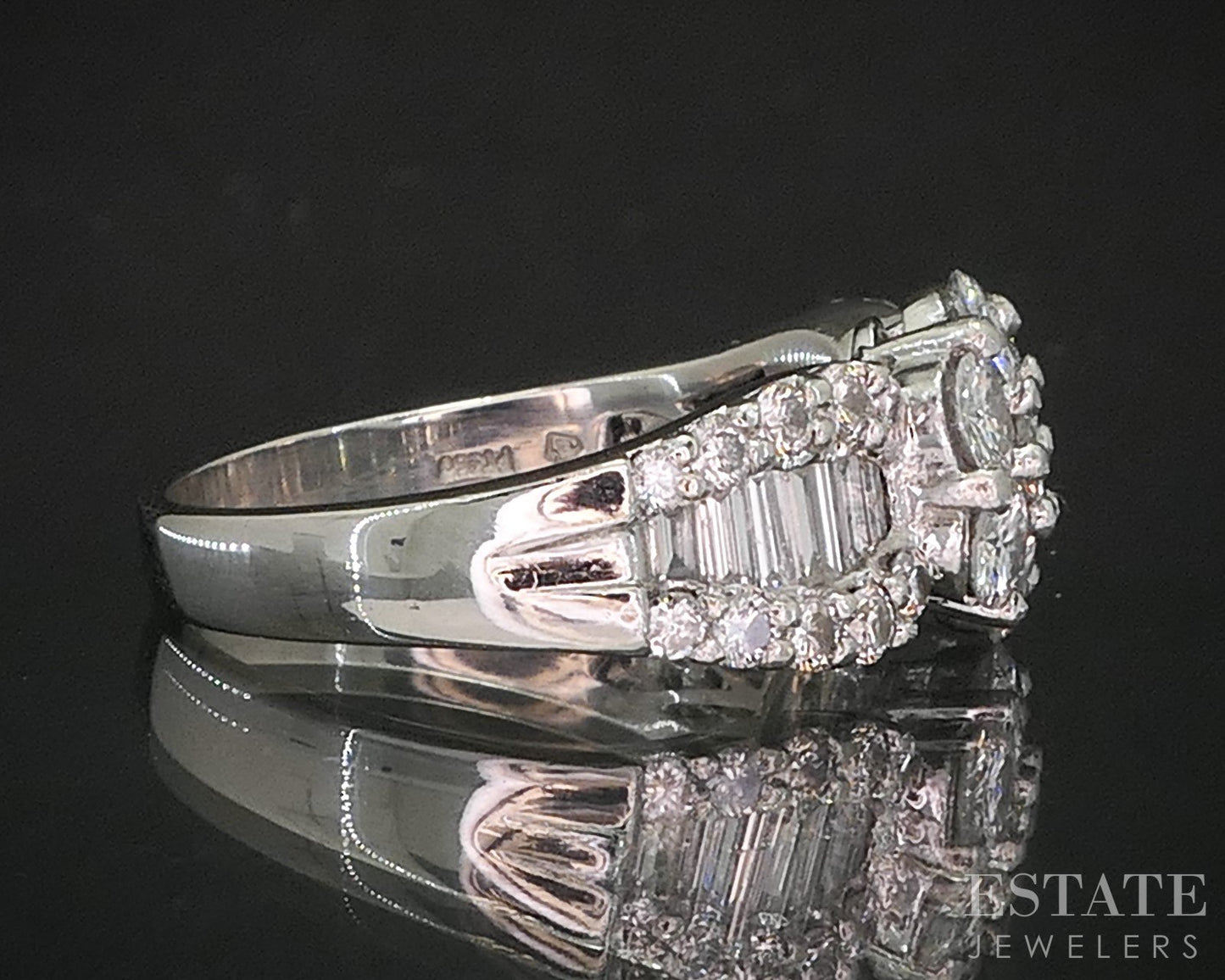 Platinum Round Natural 1.00ctw Diamond Cluster Engagement Ring 8.4g p16170b