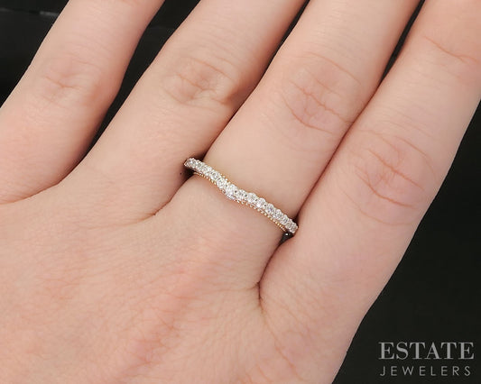 14k White & White Gold Natural .31ctw Diamond Ladies Wedding Band 2g p16171b