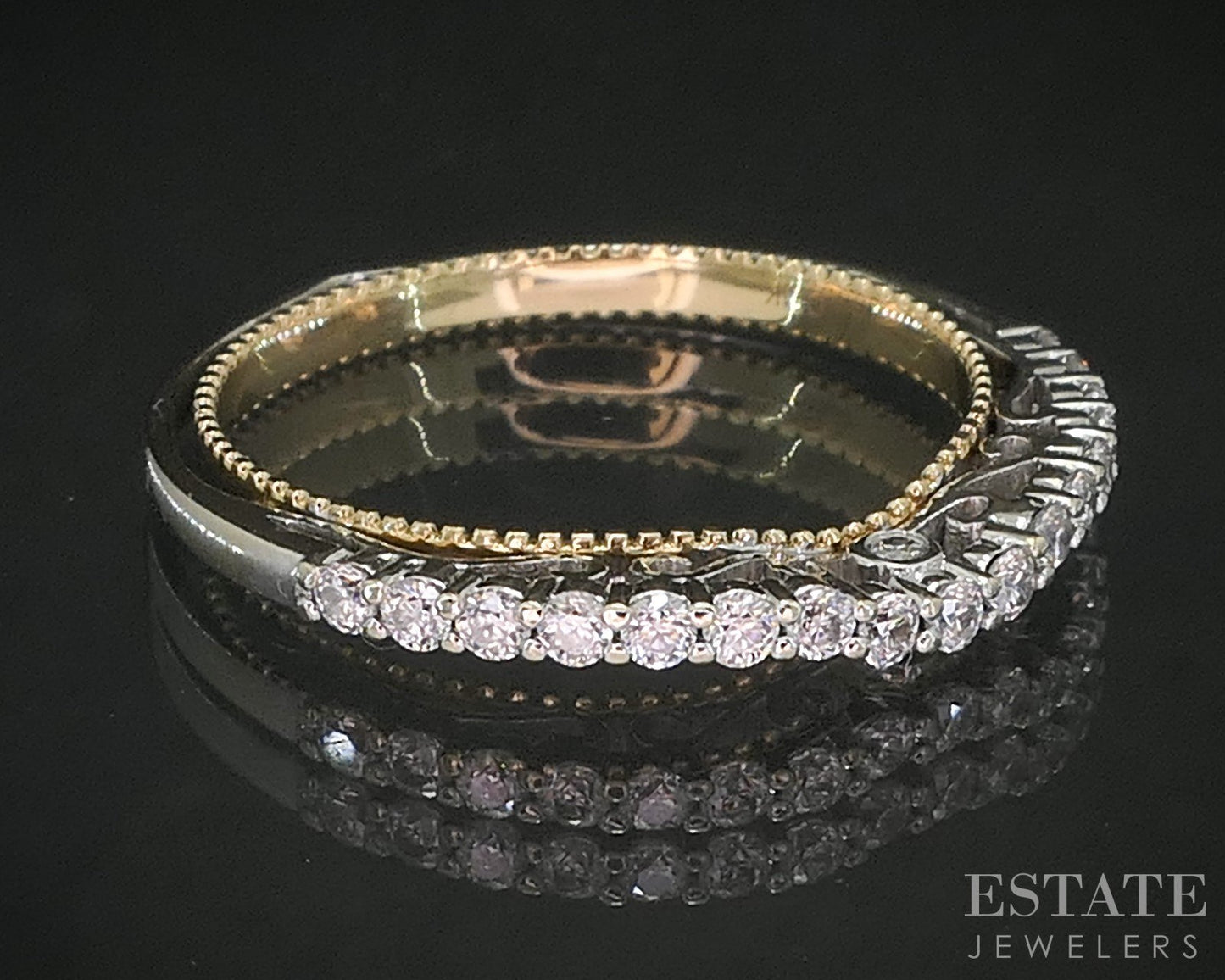 14k White & White Gold Natural .31ctw Diamond Ladies Wedding Band 2g p16171b