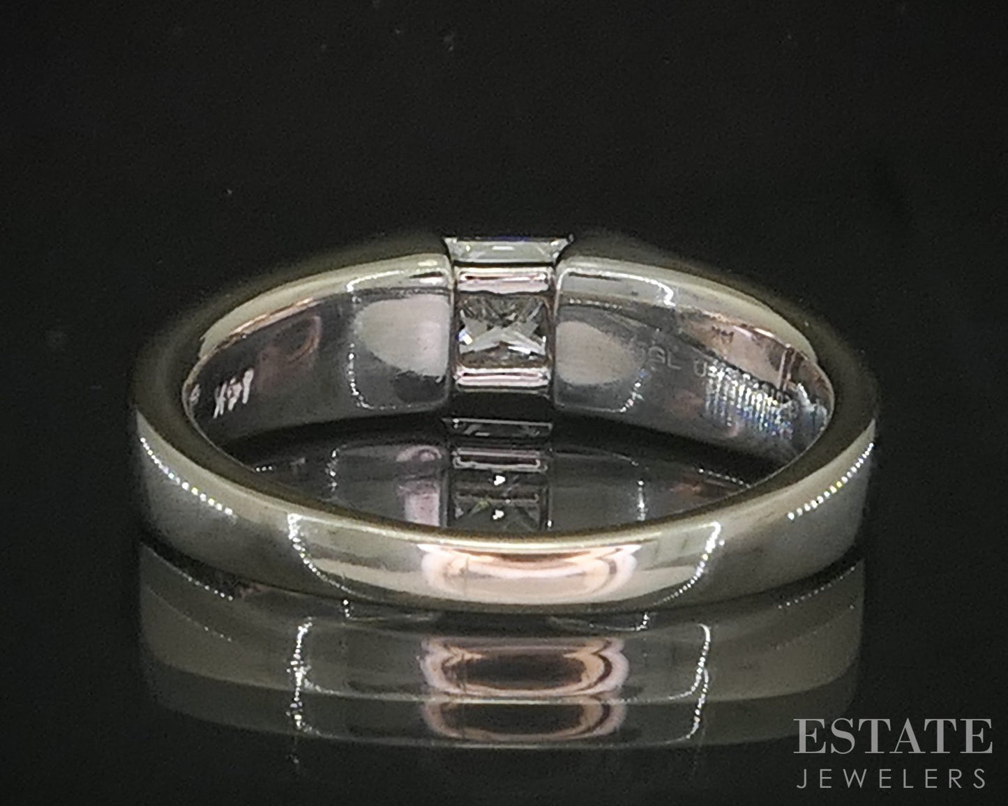 14k White Gold EGL Princess Natural .48ct Diamond Solitaire Ring 6g p16182b