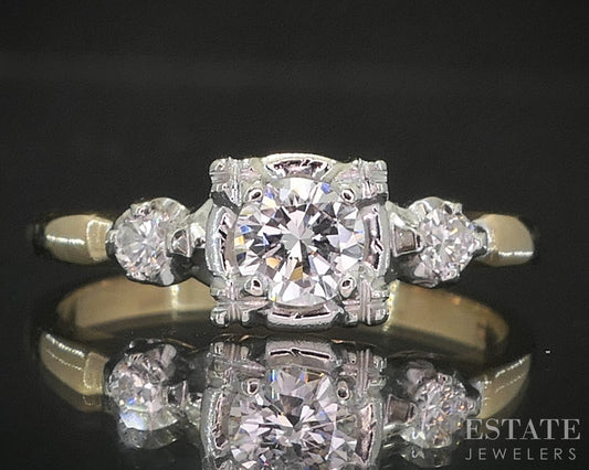 Antique 14k Yellow Gold Natural .30ctw Diamond Engagement Ring 2.5g p16189b