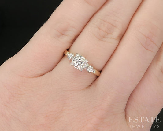 Antique 14k Yellow Gold Natural .30ctw Diamond Engagement Ring 2.5g p16189b