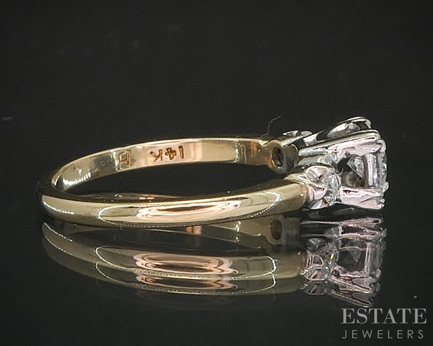 Antique 14k Yellow Gold Natural .30ctw Diamond Engagement Ring 2.5g p16189b