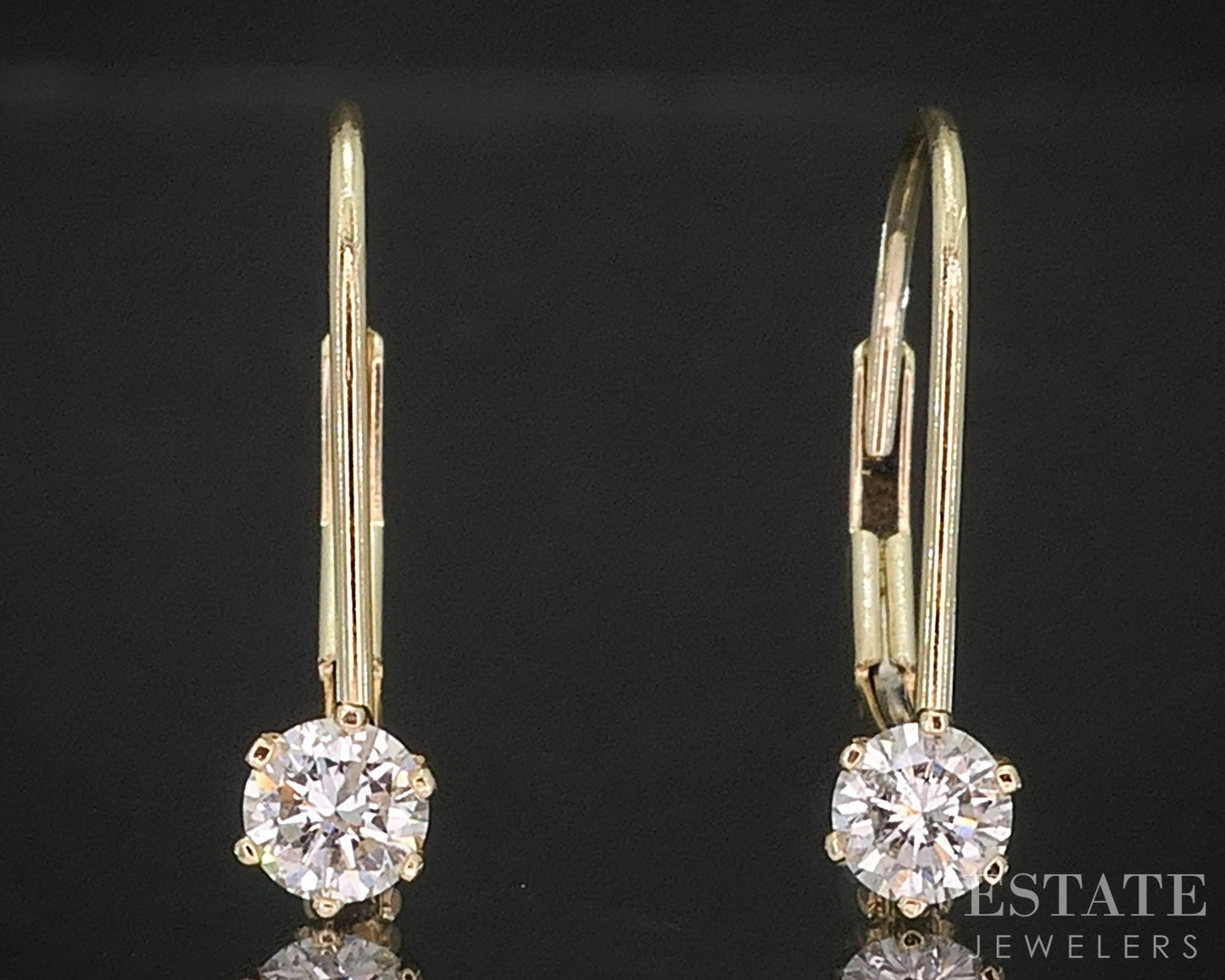 14k Yellow Gold Natural .30ctw Diamond Leverback Dangle Earrings 0.9g p16209b