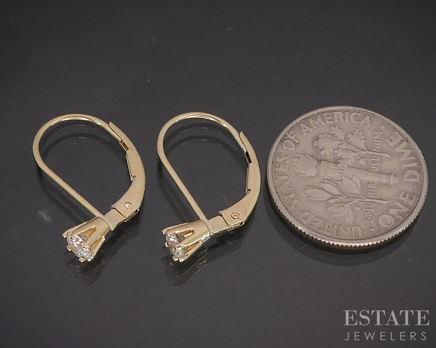 14k Yellow Gold Natural .30ctw Diamond Leverback Dangle Earrings 0.9g p16209b