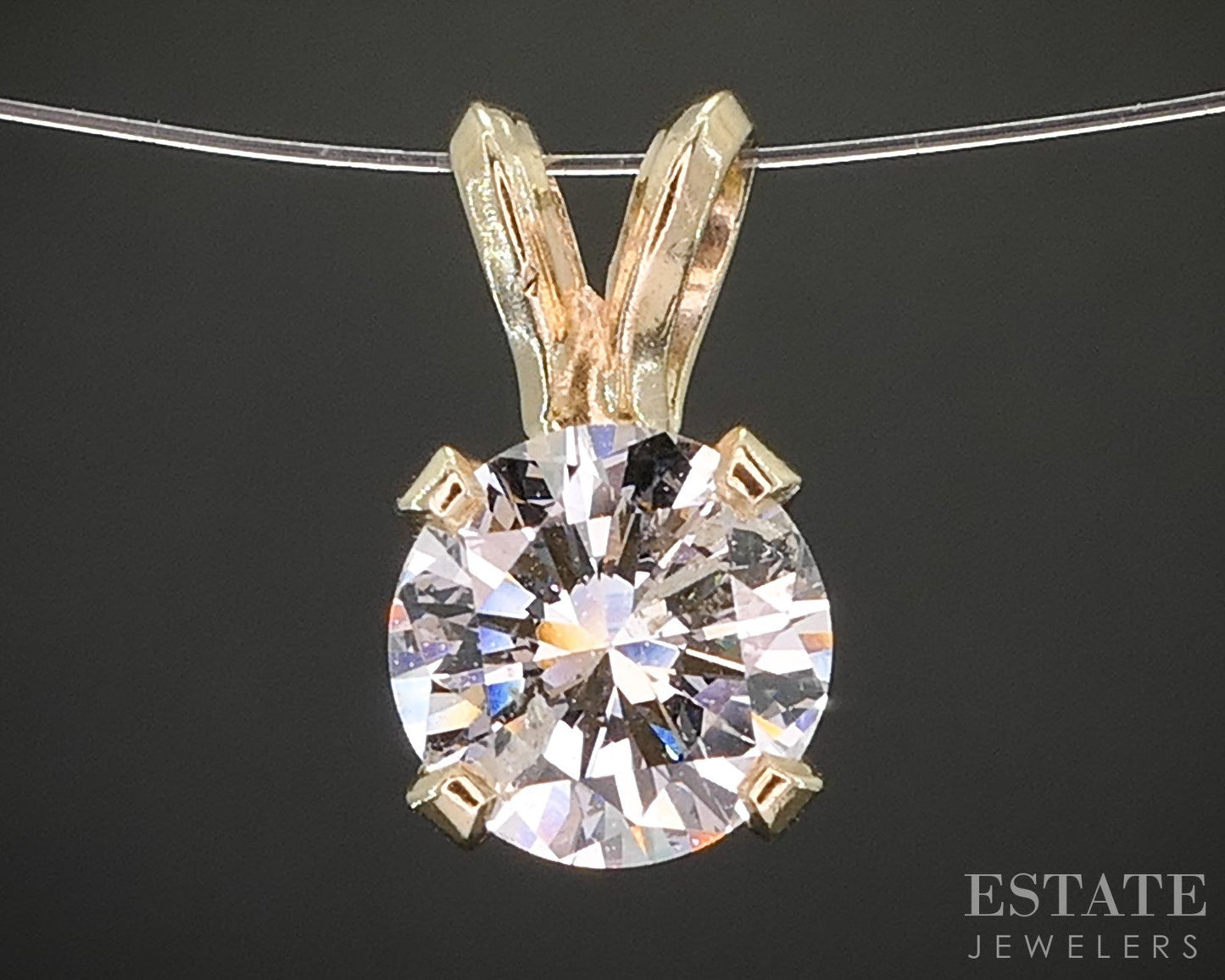 14k Yellow Gold Round Natural .75ct Diamond Solitaire Pendant p16212b