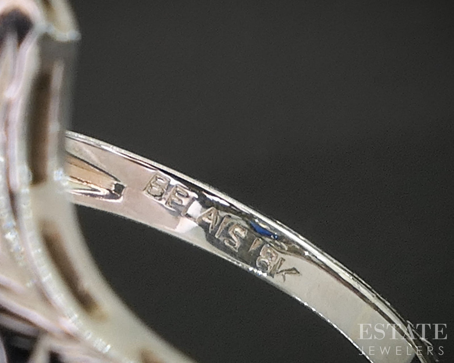 Antique 18k White Gold OEC Natural .24ct Diamond Sapphire Filigree Ring p16272