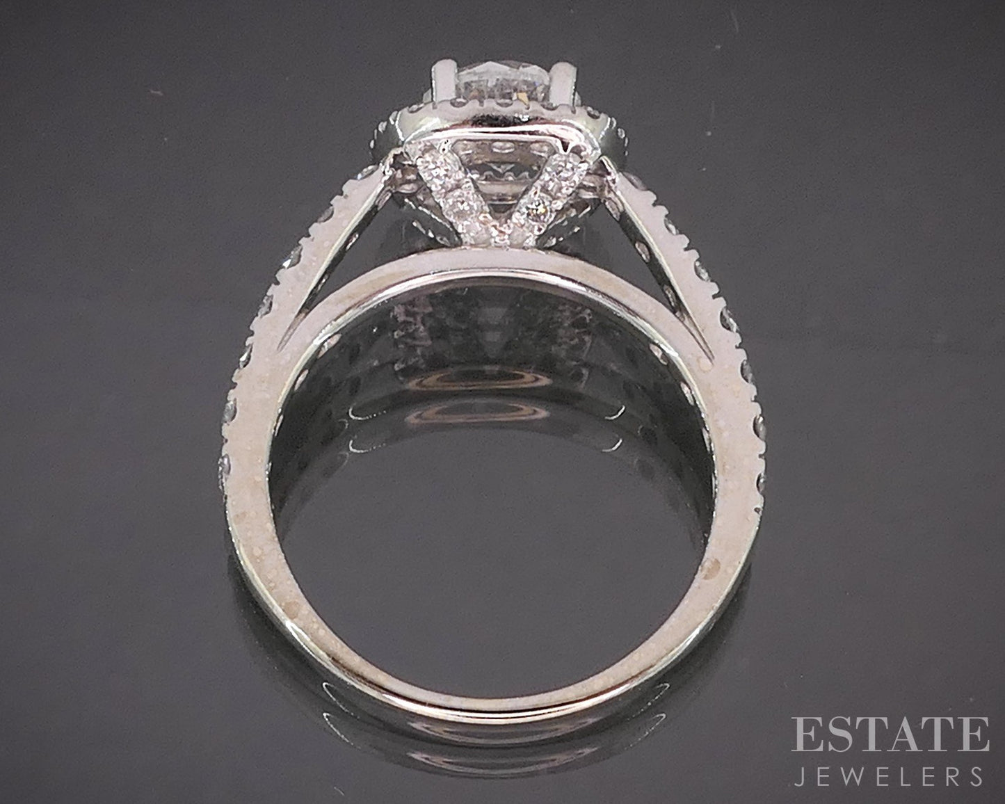 14k White Gold Round Natural 1.31ctw Diamond Halo Engagement Ring 3.8g p16268