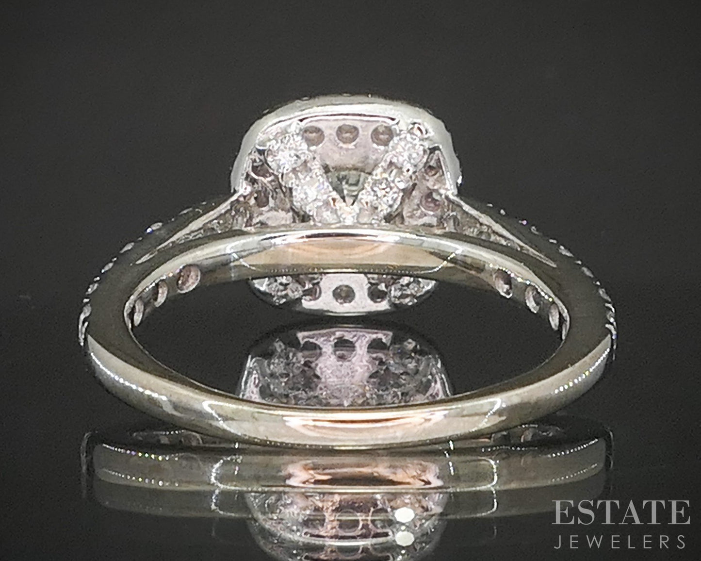 14k White Gold Round Natural 1.31ctw Diamond Halo Engagement Ring 3.8g p16268
