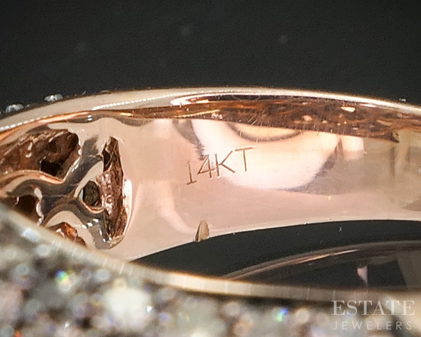 14k Strawberry Gold LeVian Natural Rhodolite Garnet & Diamond Ring 8.5g p16265