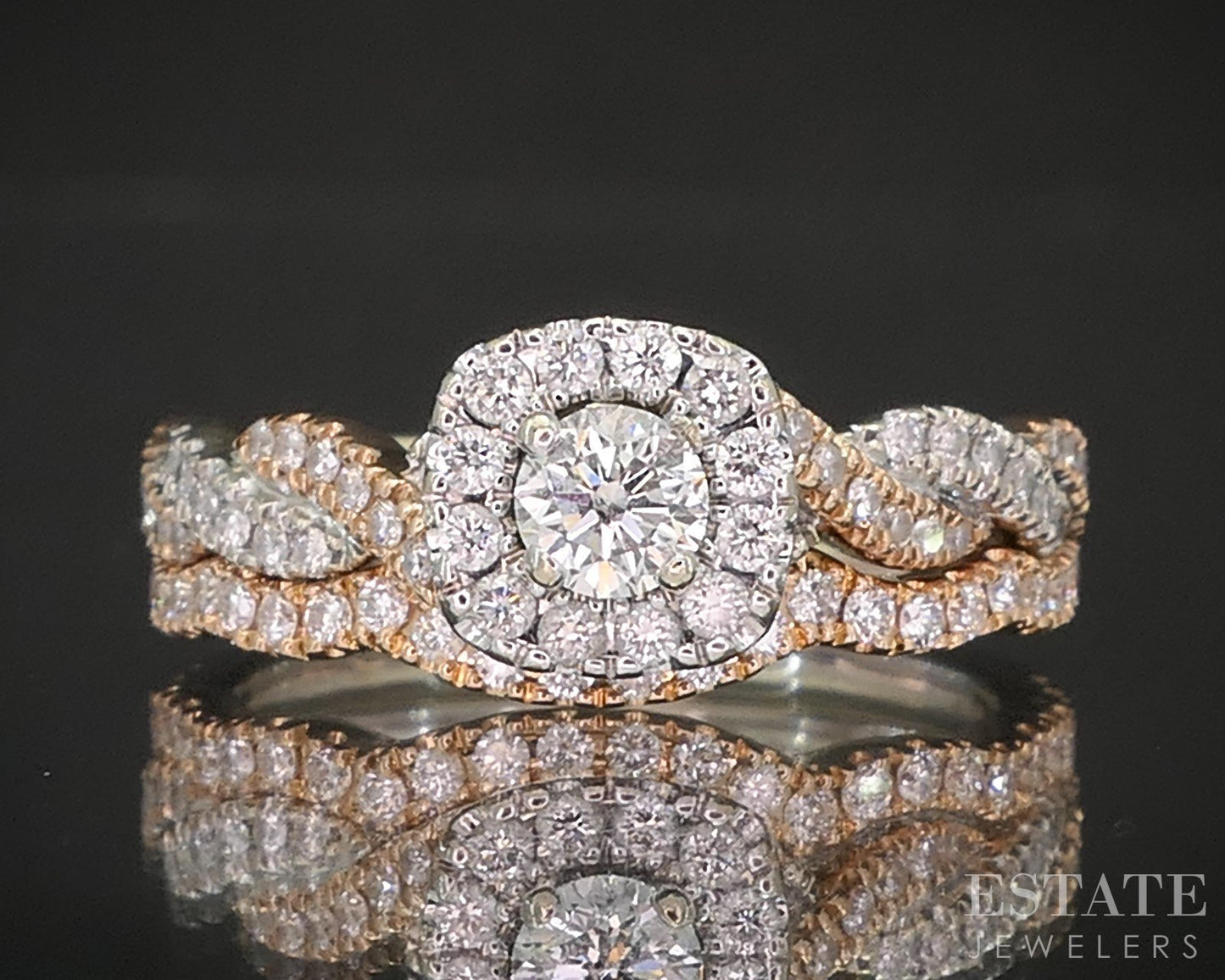 14k Rose & White Gold Natural .66ctw Diamond Neil Lane Wedding Set 2.0g p16263