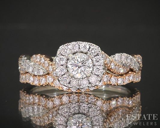 14k Rose & White Gold Natural .66ctw Diamond Neil Lane Wedding Set 2.0g p16263