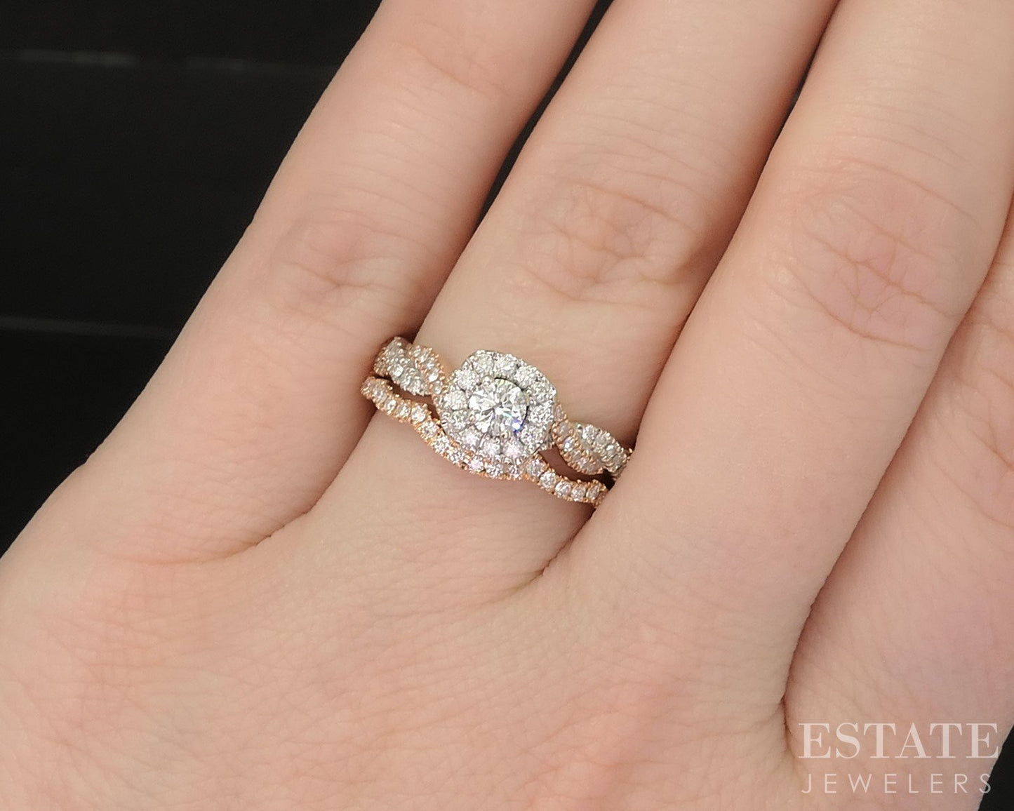 14k Rose & White Gold Natural .66ctw Diamond Neil Lane Wedding Set 2.0g p16263