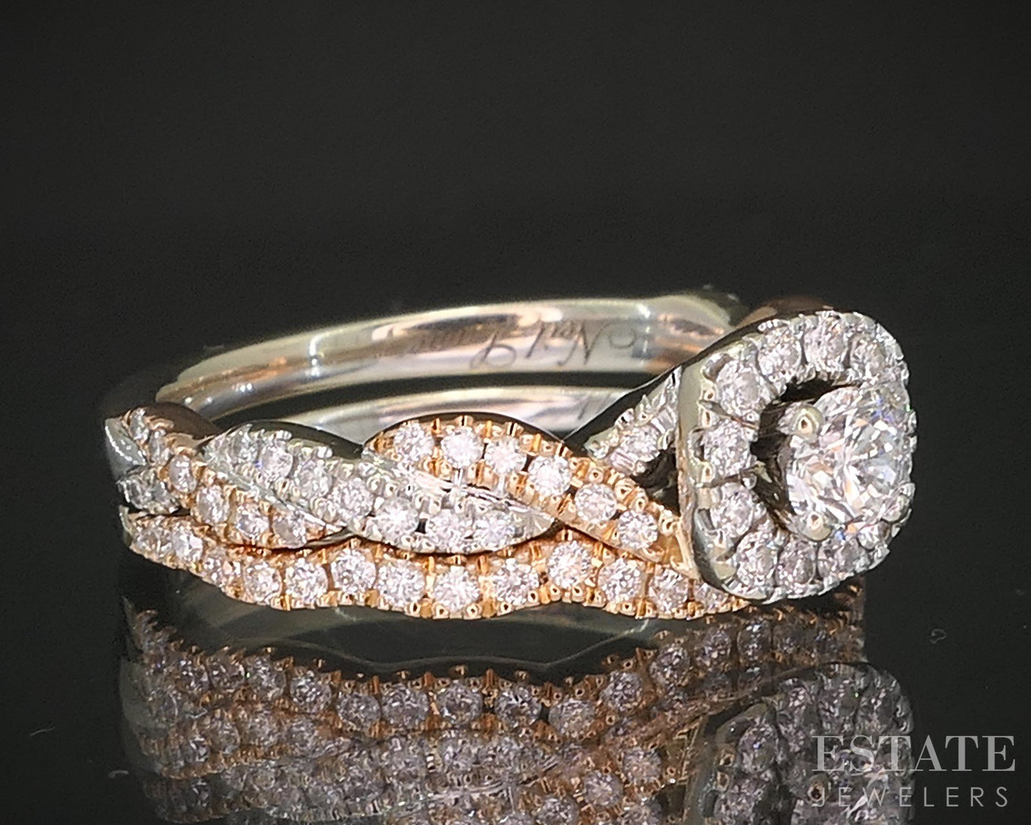 14k Rose & White Gold Natural .66ctw Diamond Neil Lane Wedding Set 2.0g p16263