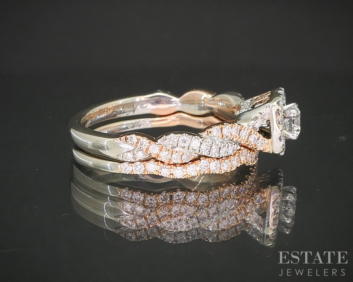 14k Rose & White Gold Natural .66ctw Diamond Neil Lane Wedding Set 2.0g p16263