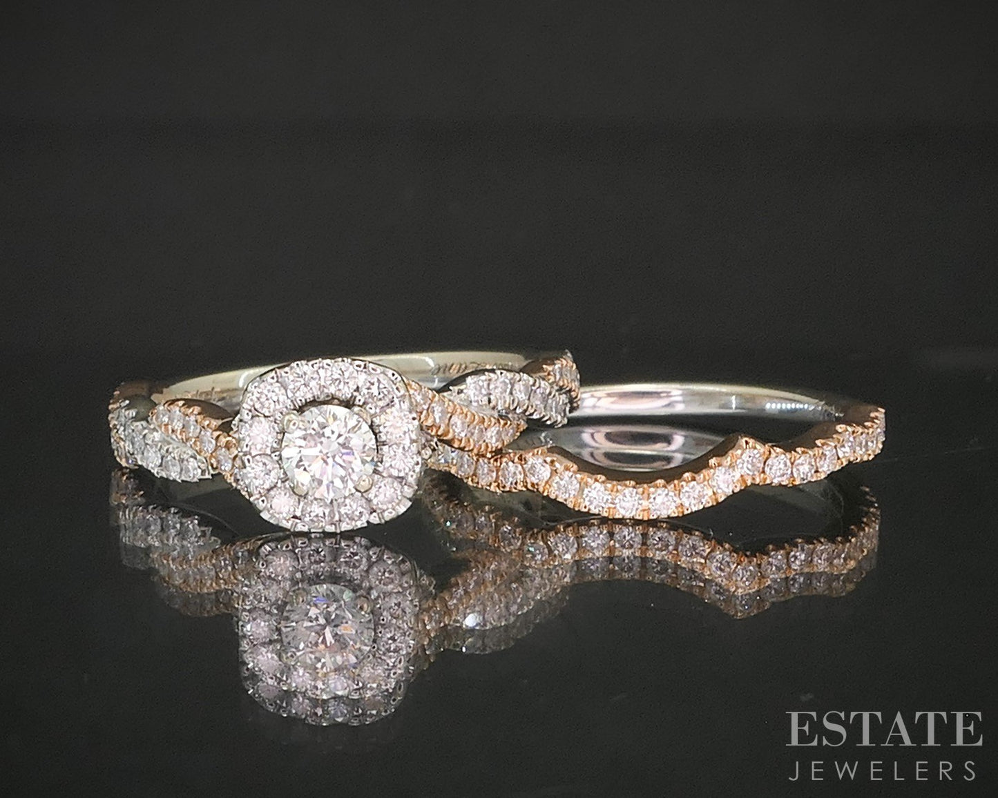 14k Rose & White Gold Natural .66ctw Diamond Neil Lane Wedding Set 2.0g p16263