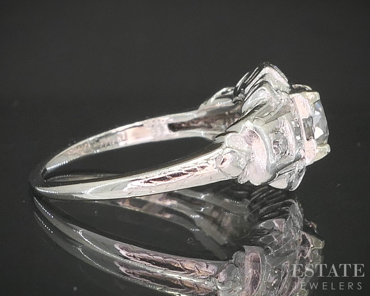 Antique Art Deco Platinum OMC .60ctw Diamond Filigree Engagement Ring 3g p16261