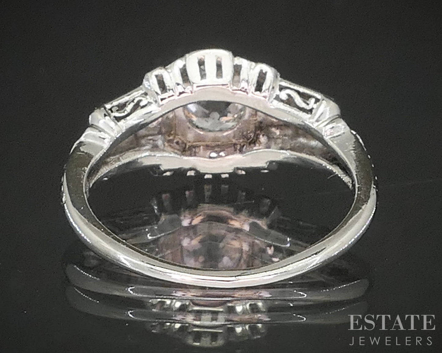 Antique Art Deco Platinum OMC .60ctw Diamond Filigree Engagement Ring 3g p16261