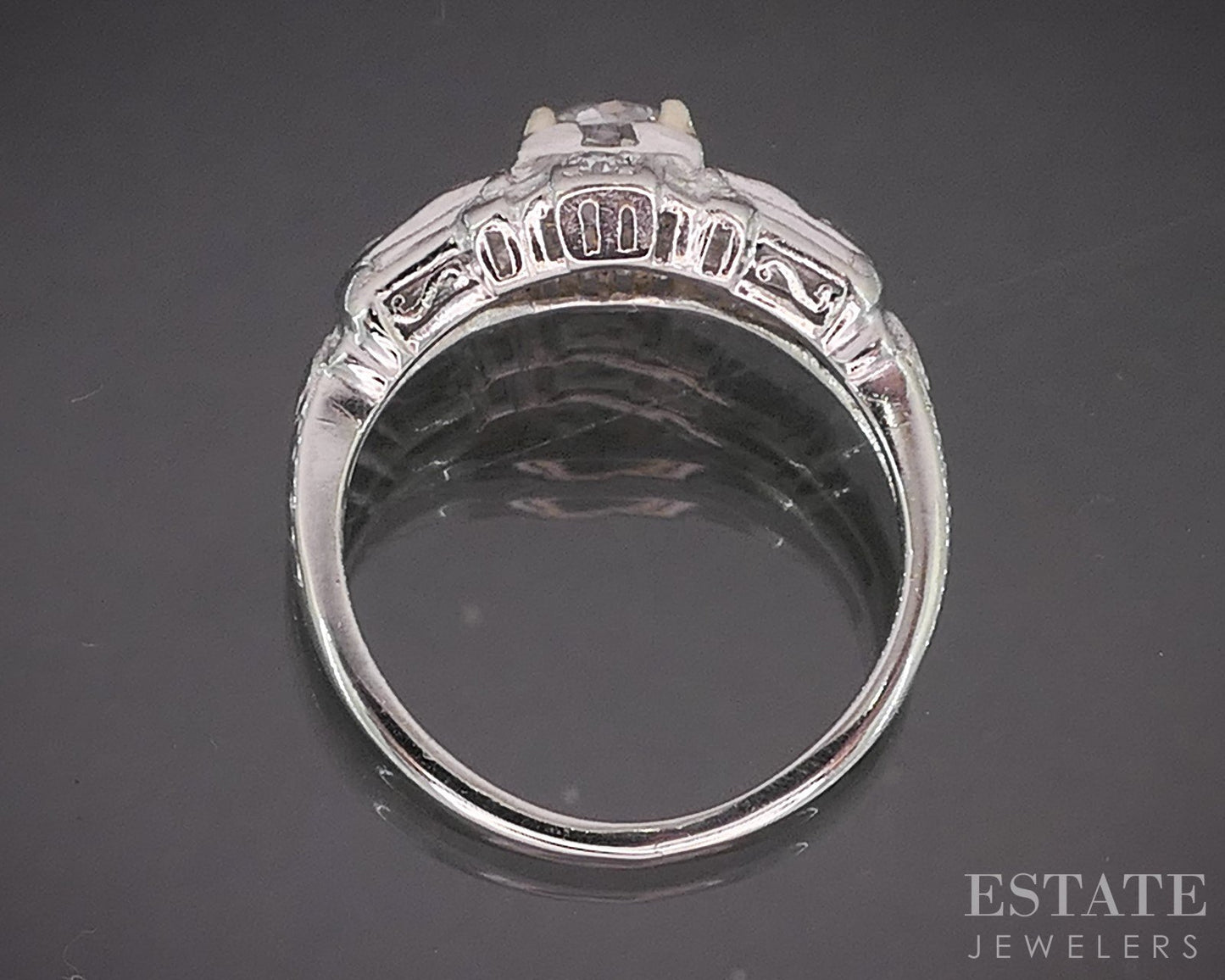 Antique Art Deco Platinum OMC .60ctw Diamond Filigree Engagement Ring 3g p16261