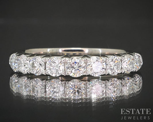 14k White Gold Round Natural .81ctw Diamond Ladies Wedding Band 4.3g p16252