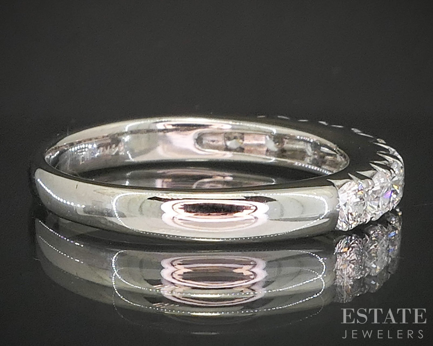 14k White Gold Round Natural .81ctw Diamond Ladies Wedding Band 4.3g p16252