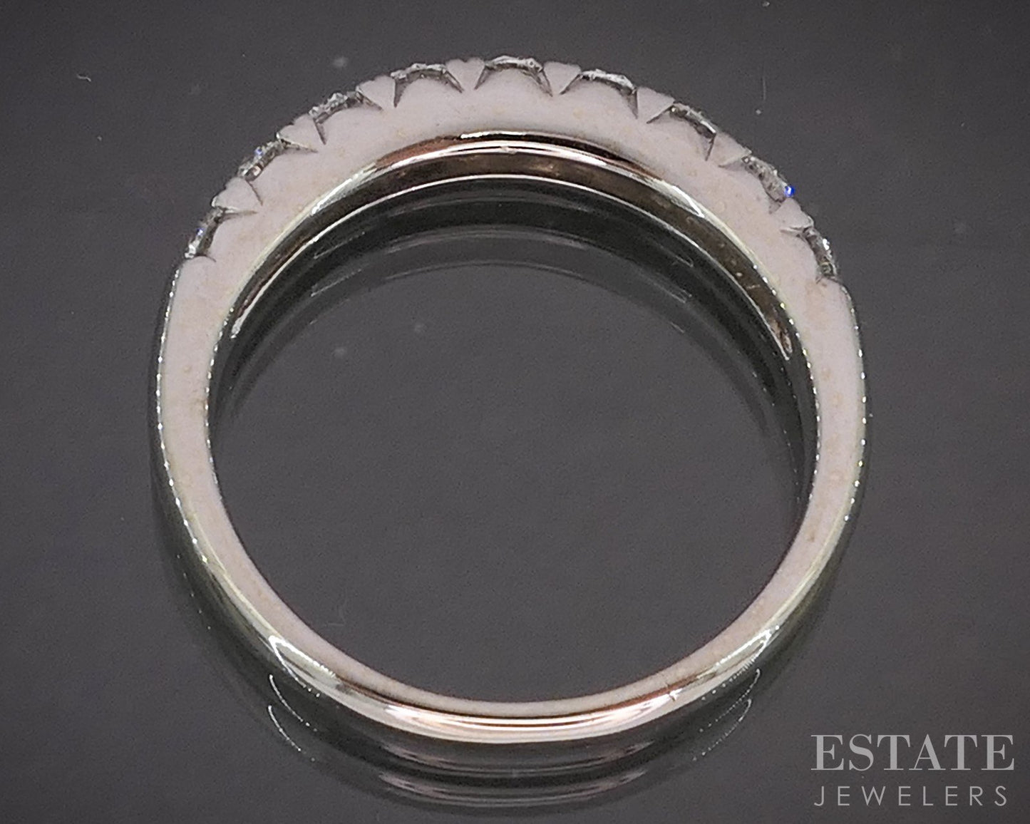 14k White Gold Round Natural .81ctw Diamond Ladies Wedding Band 4.3g p16252