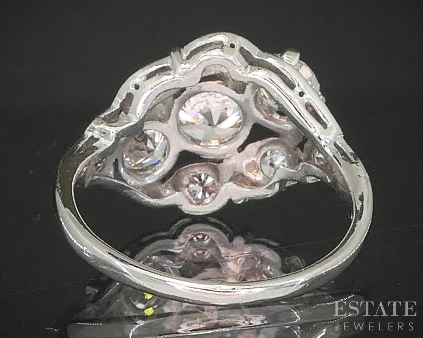 Art Deco Platinum Natural 1.70ctw Diamond Three Stone Engagement Ring 5g p16270