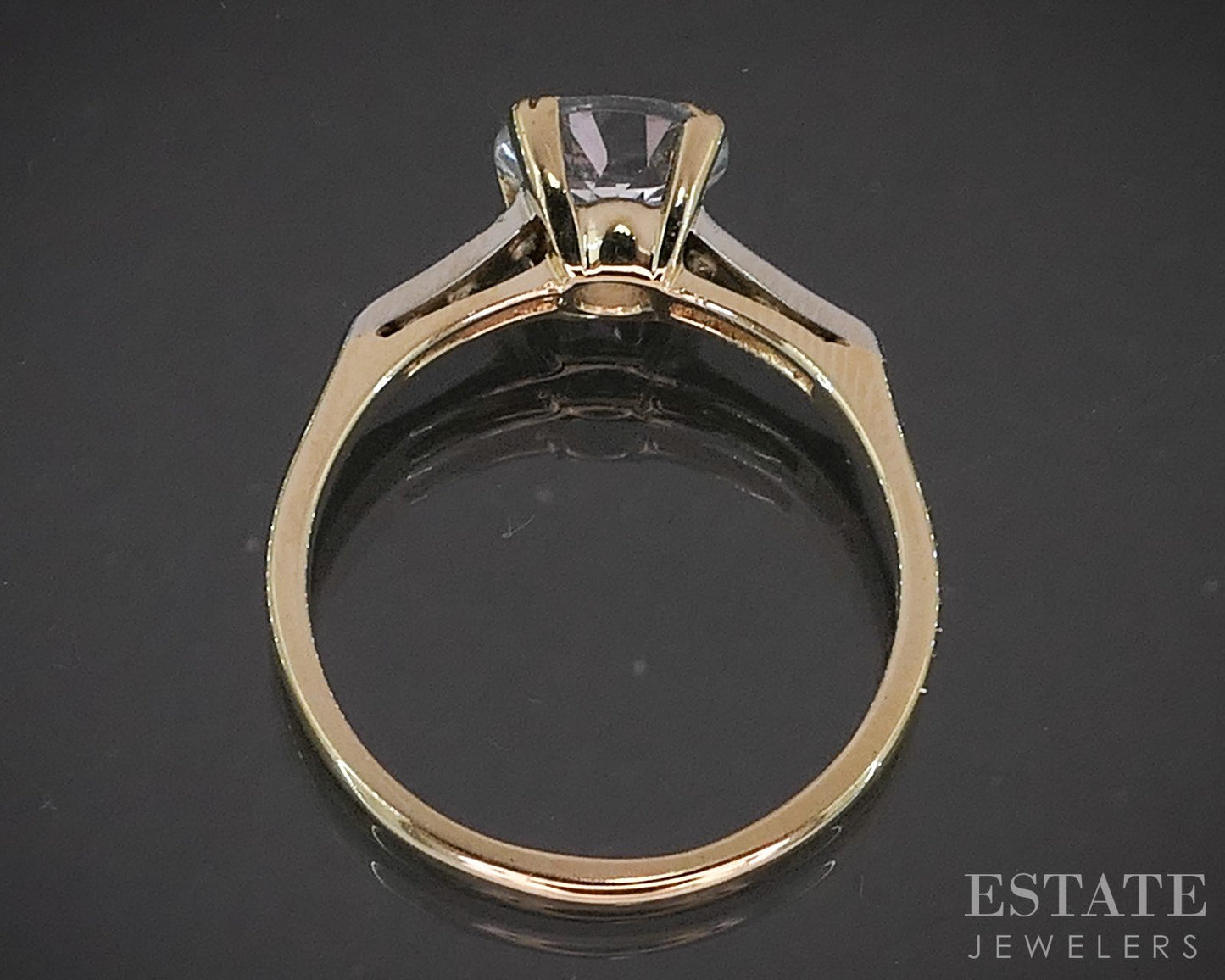 Vintage 14k Yellow & White Gold Natural Aquamarine & Diamond Ring 2.2g p16244