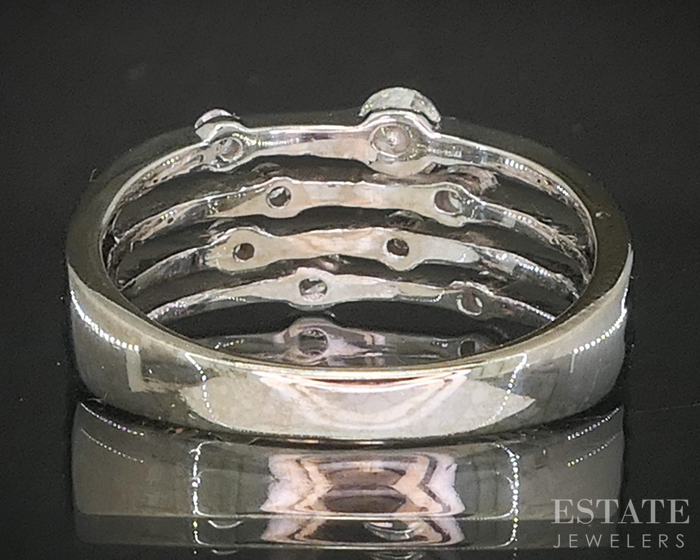 14k White Gold Natural .35ctw Diamond Ladies Four Row Band Ring 5.6g p16238