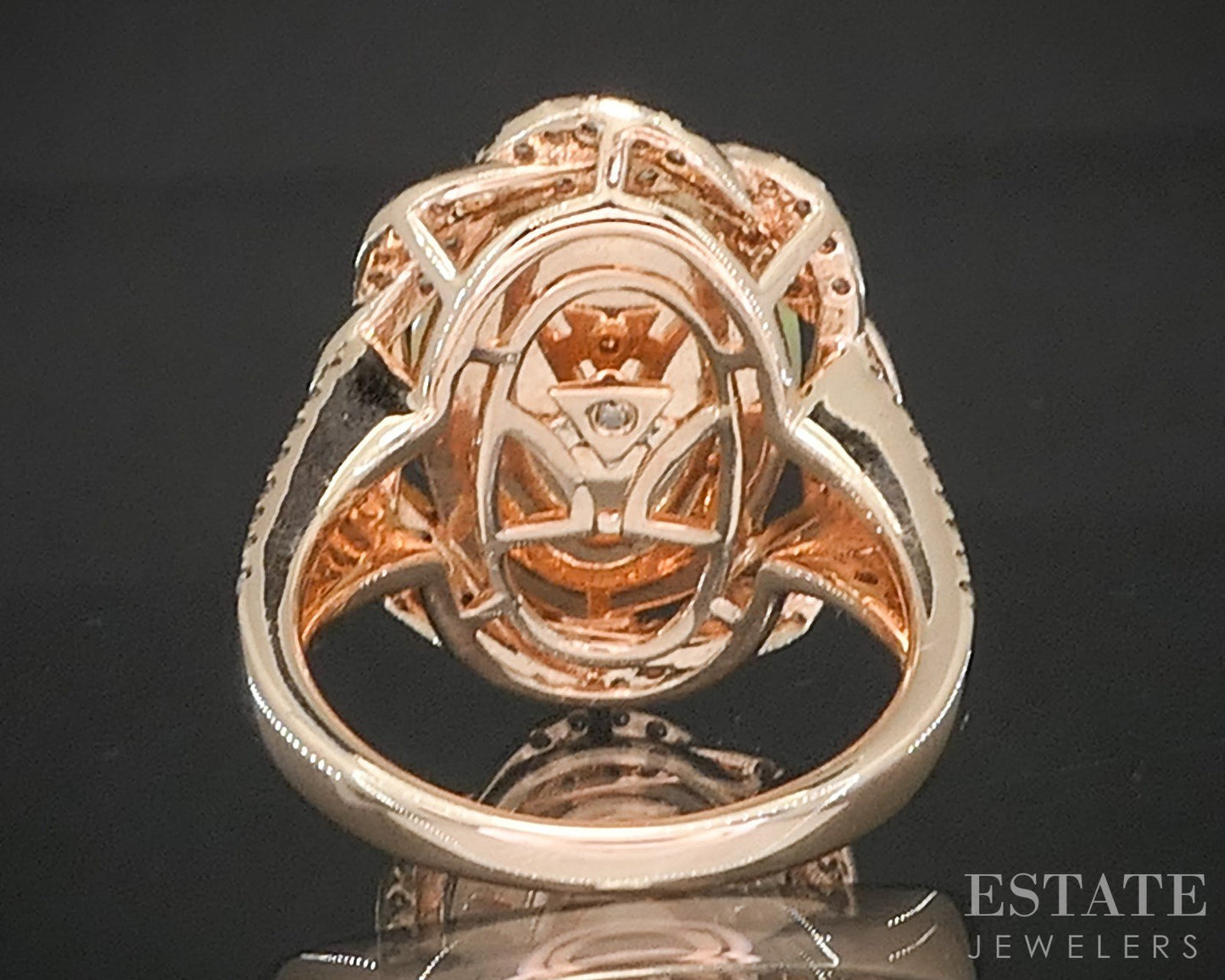 14k Strawberry Gold LeVian Natural Neopolitan Opal & Diamond Ring 8.1g p16237