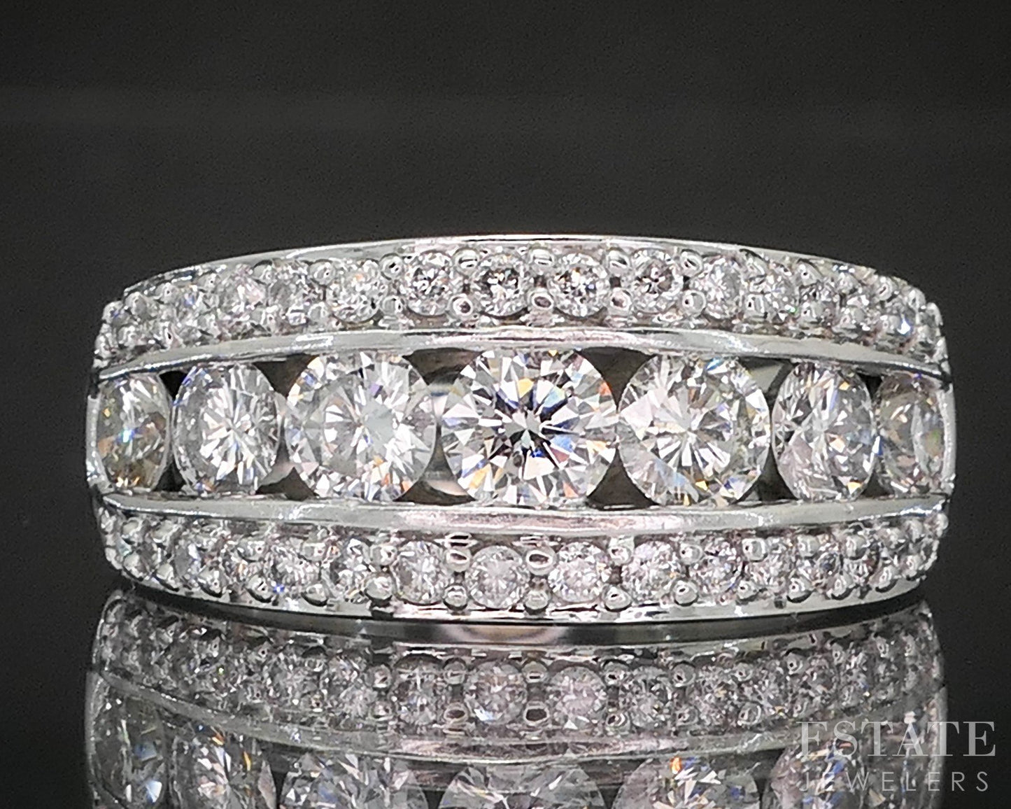 14k White Gold Round Natural 1ctw Diamond Ladies Band Ring 8.5g p16271