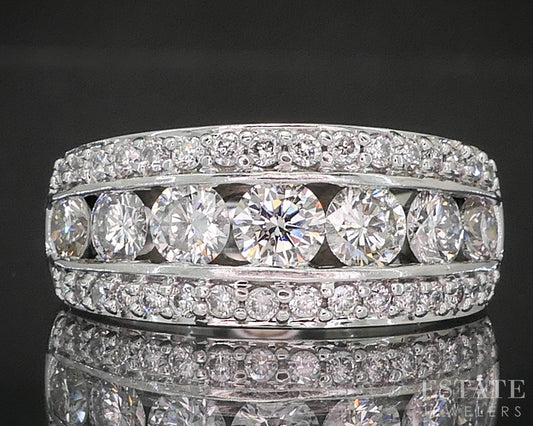14k White Gold Round Natural 1ctw Diamond Ladies Band Ring 8.5g p16271