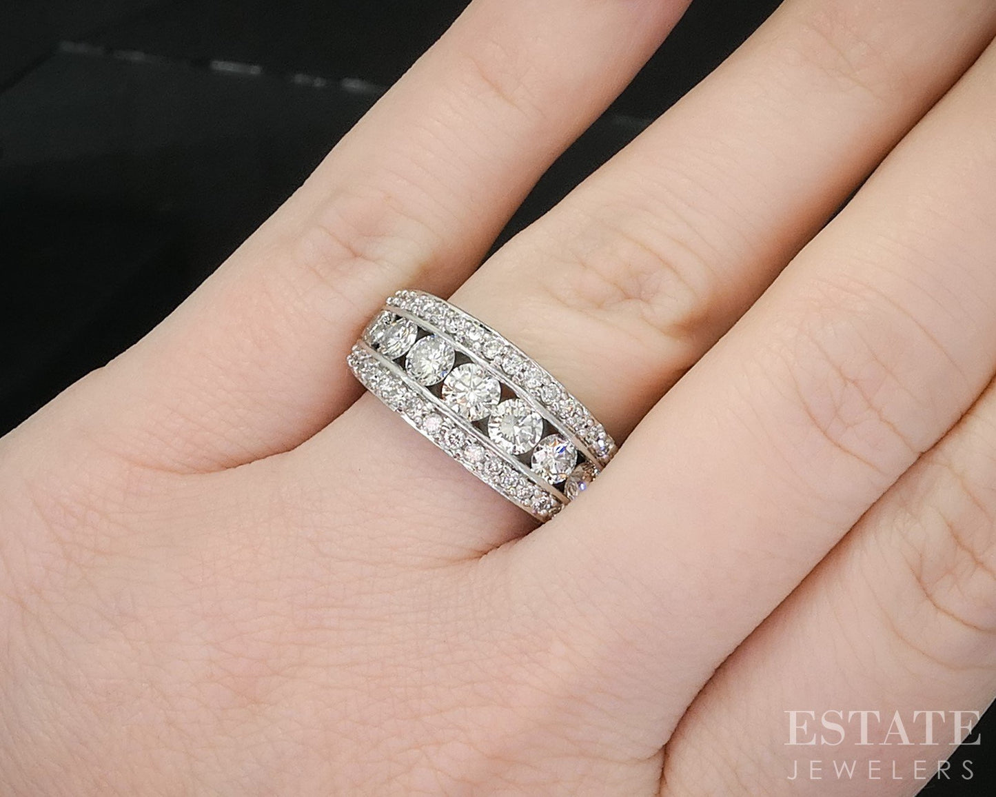 14k White Gold Round Natural 1ctw Diamond Ladies Band Ring 8.5g p16271