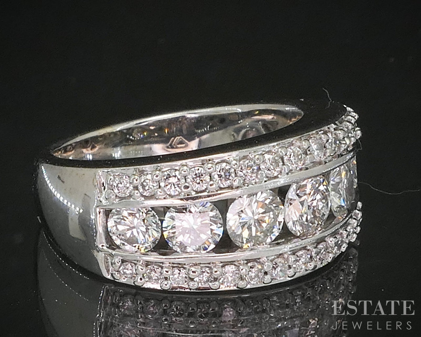 14k White Gold Round Natural 1ctw Diamond Ladies Band Ring 8.5g p16271