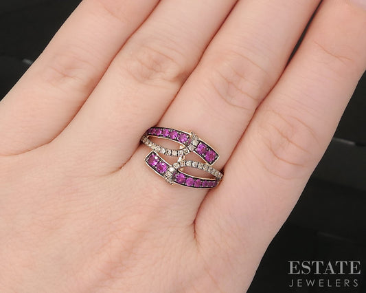 14k Strawberry Gold LeVian Natural Pink Sapphire & Diamond Band Ring 3.5g p16275