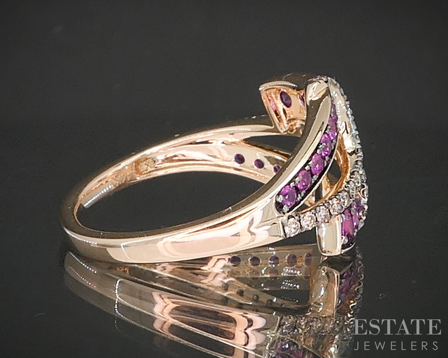 14k Strawberry Gold LeVian Natural Pink Sapphire & Diamond Band Ring 3.5g p16275