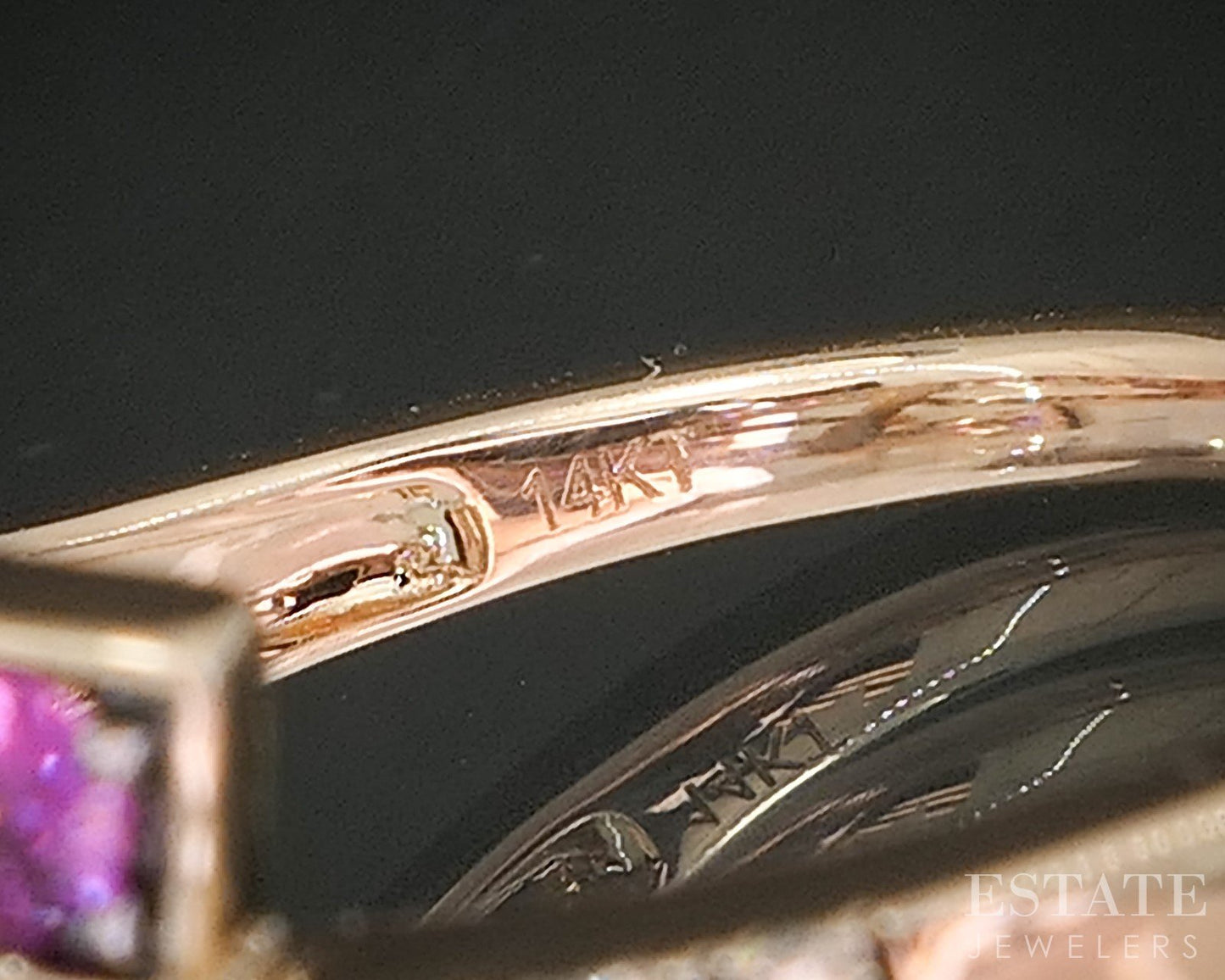 14k Strawberry Gold LeVian Natural Pink Sapphire & Diamond Band Ring 3.5g p16275