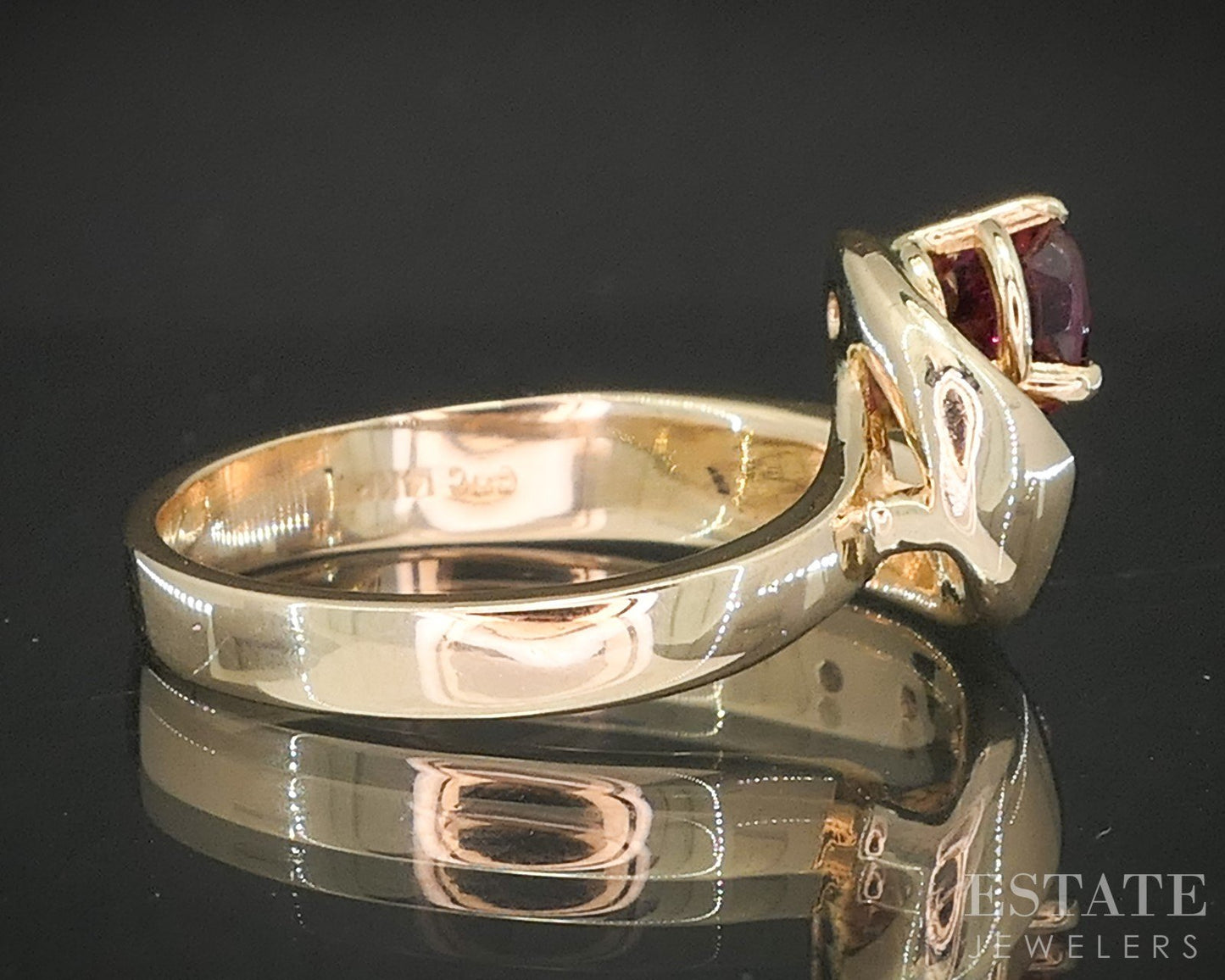 14k Yellow Gold Natural Pink Tourmaline & Diamond Swirl Ring 5.9g p16274