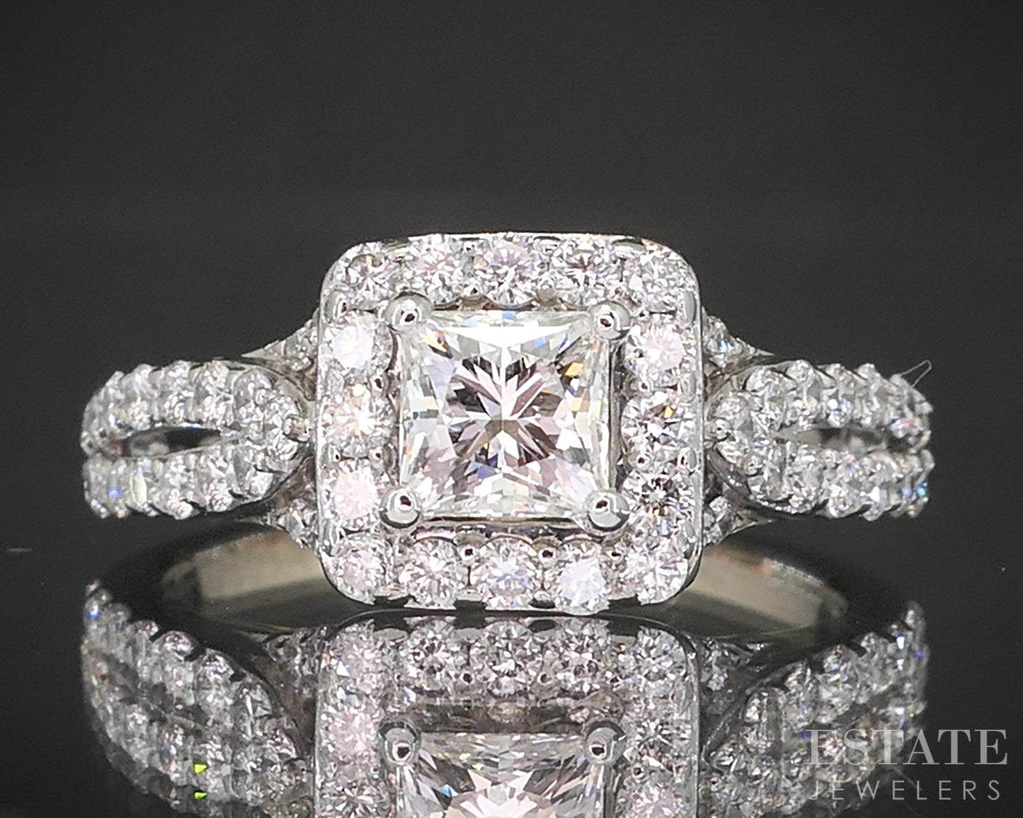 14k White Gold Tolkowsky GSI Natural 1.55ctw Diamond Engagement Ring 4.4g p16277